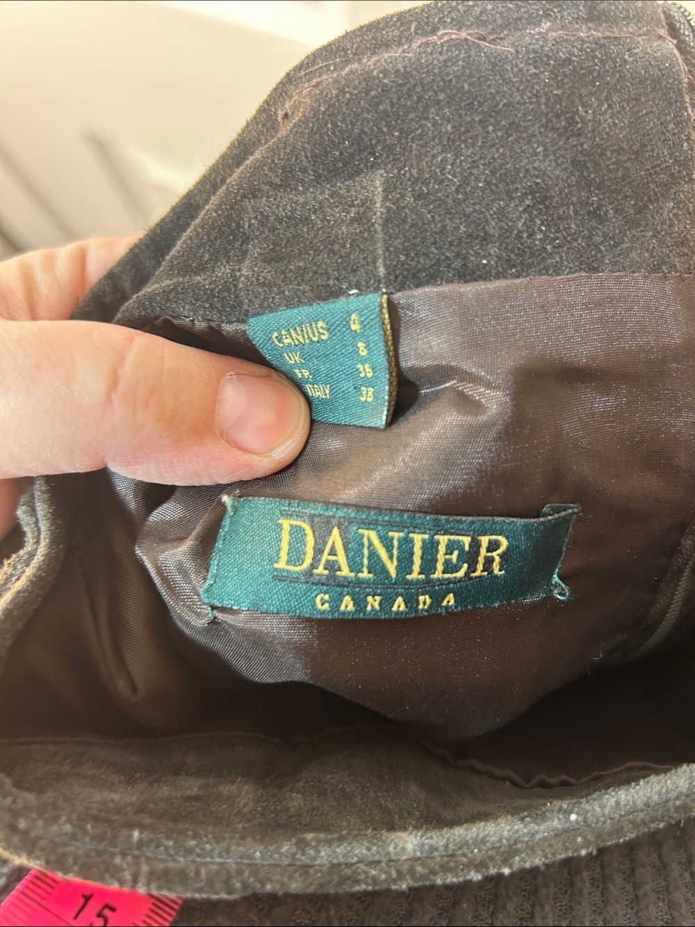 Danier Leather Brown Suede Leather Mini Skirt size 4 - Picture 2 of 5